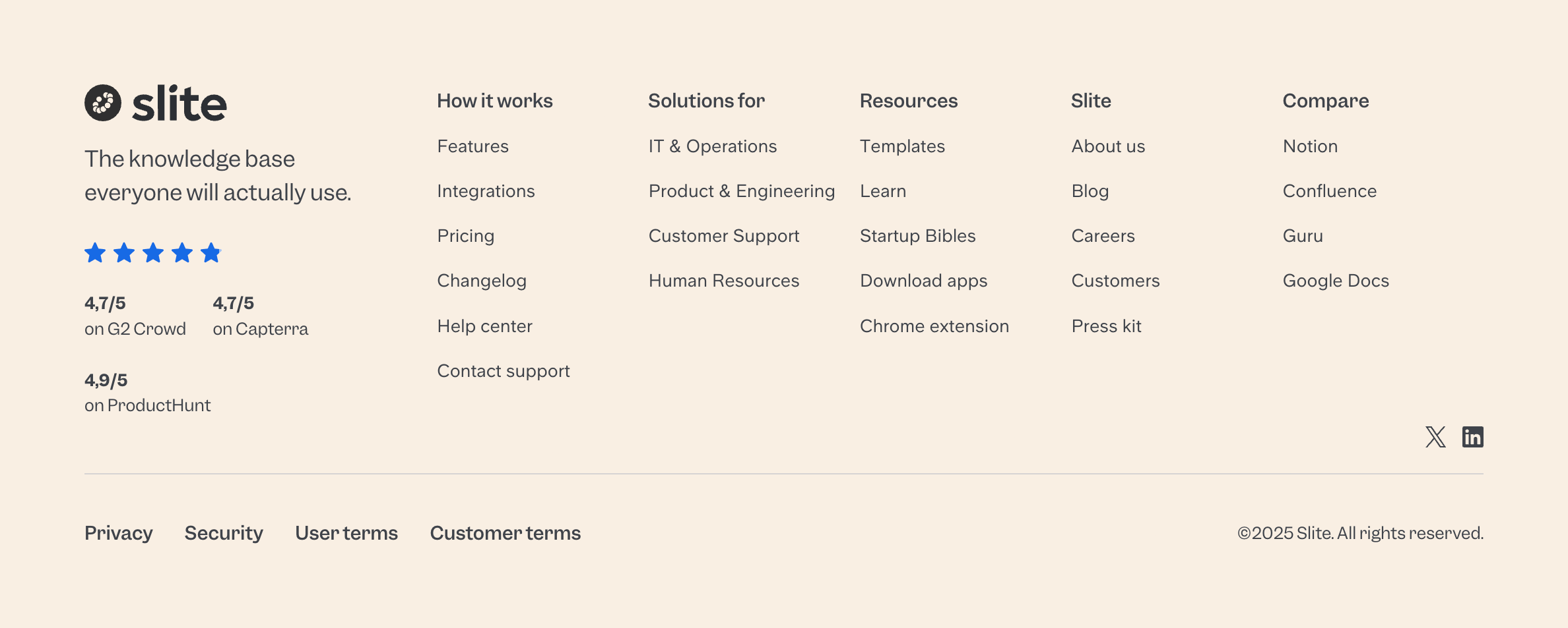 Slite TestimonialUI component example