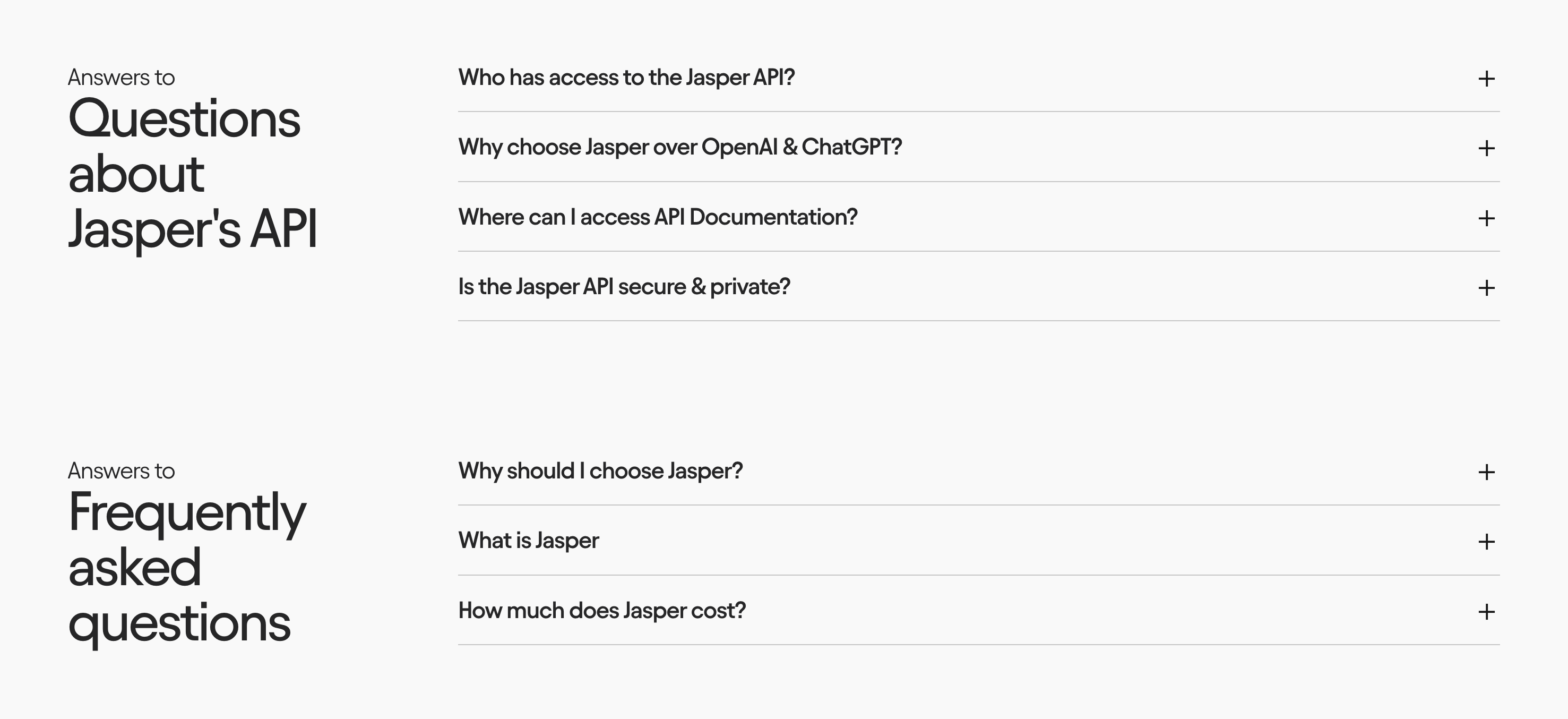 Jasper FAQUI component example