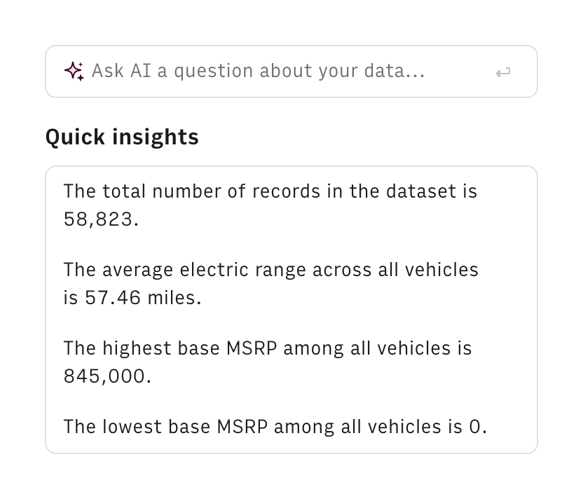Rows Artificial intelligenceUI component example