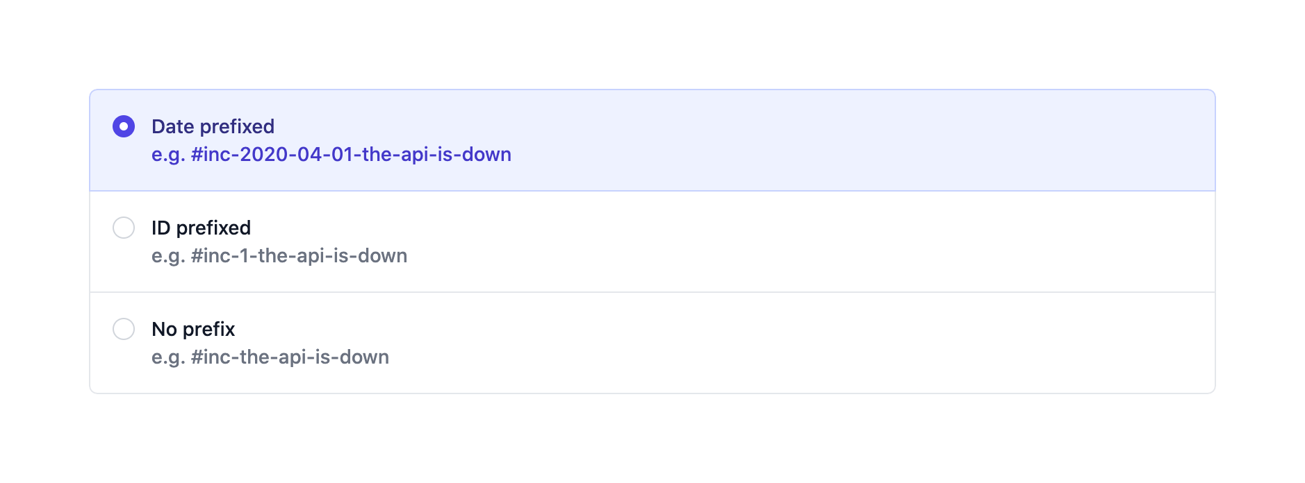 Incident Checkbox & radioUI component example