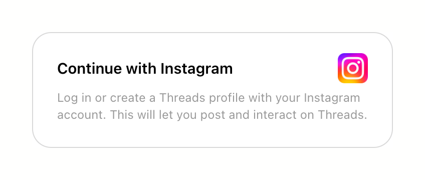 Threads Social login buttonUI component example