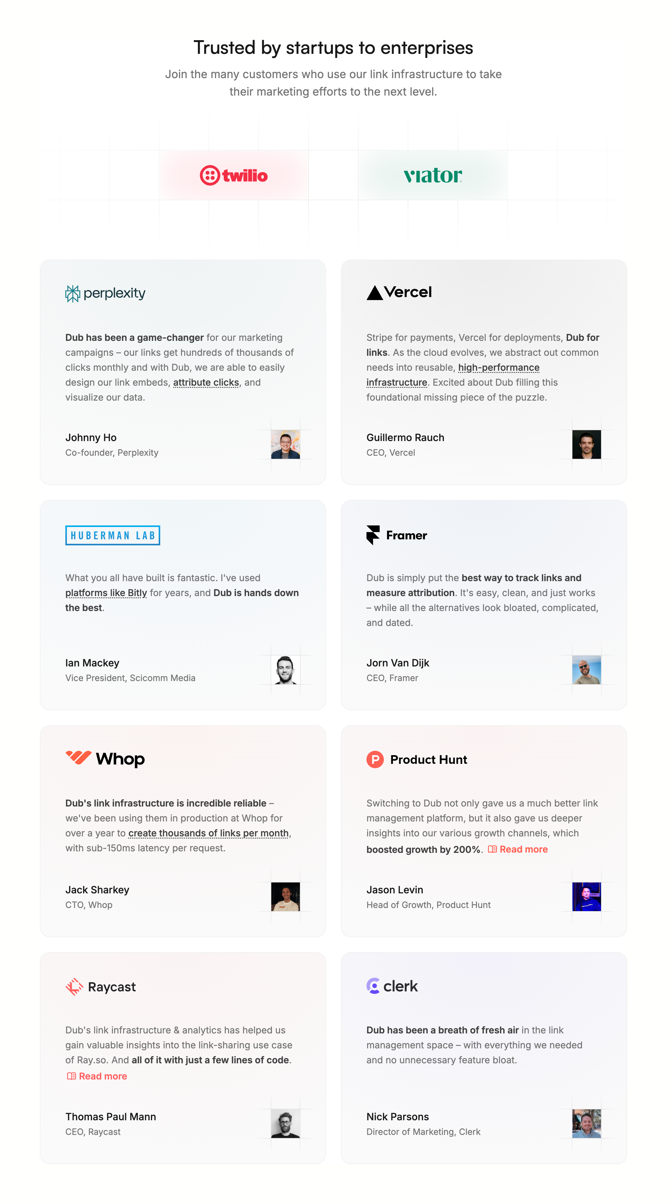 Dub TestimonialUI component example