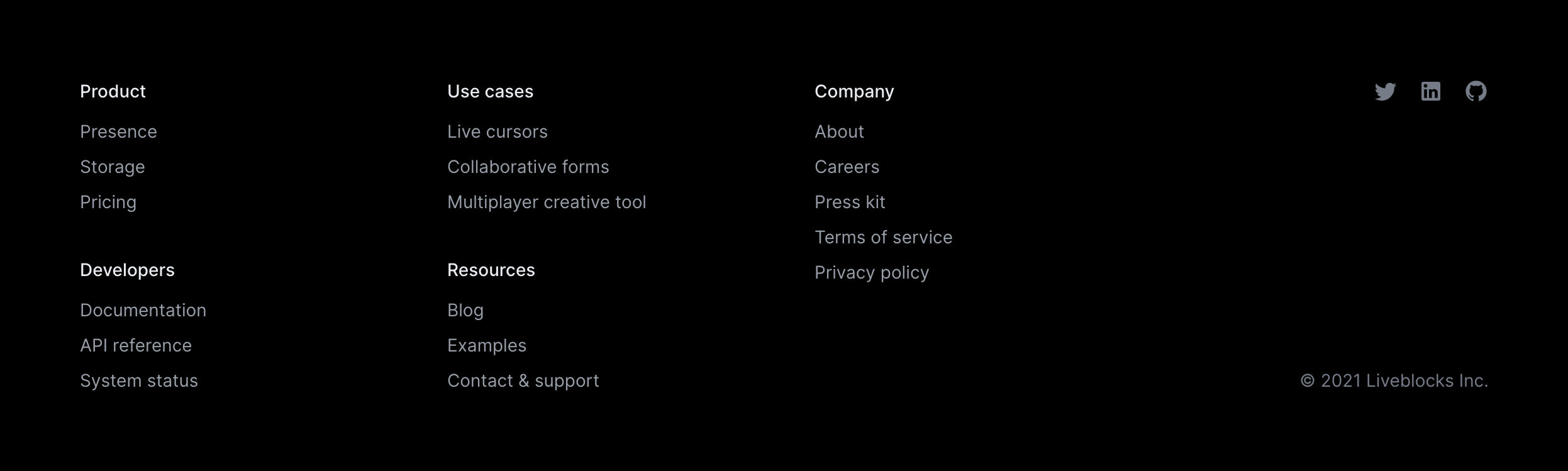 Liveblocks FooterUI component example