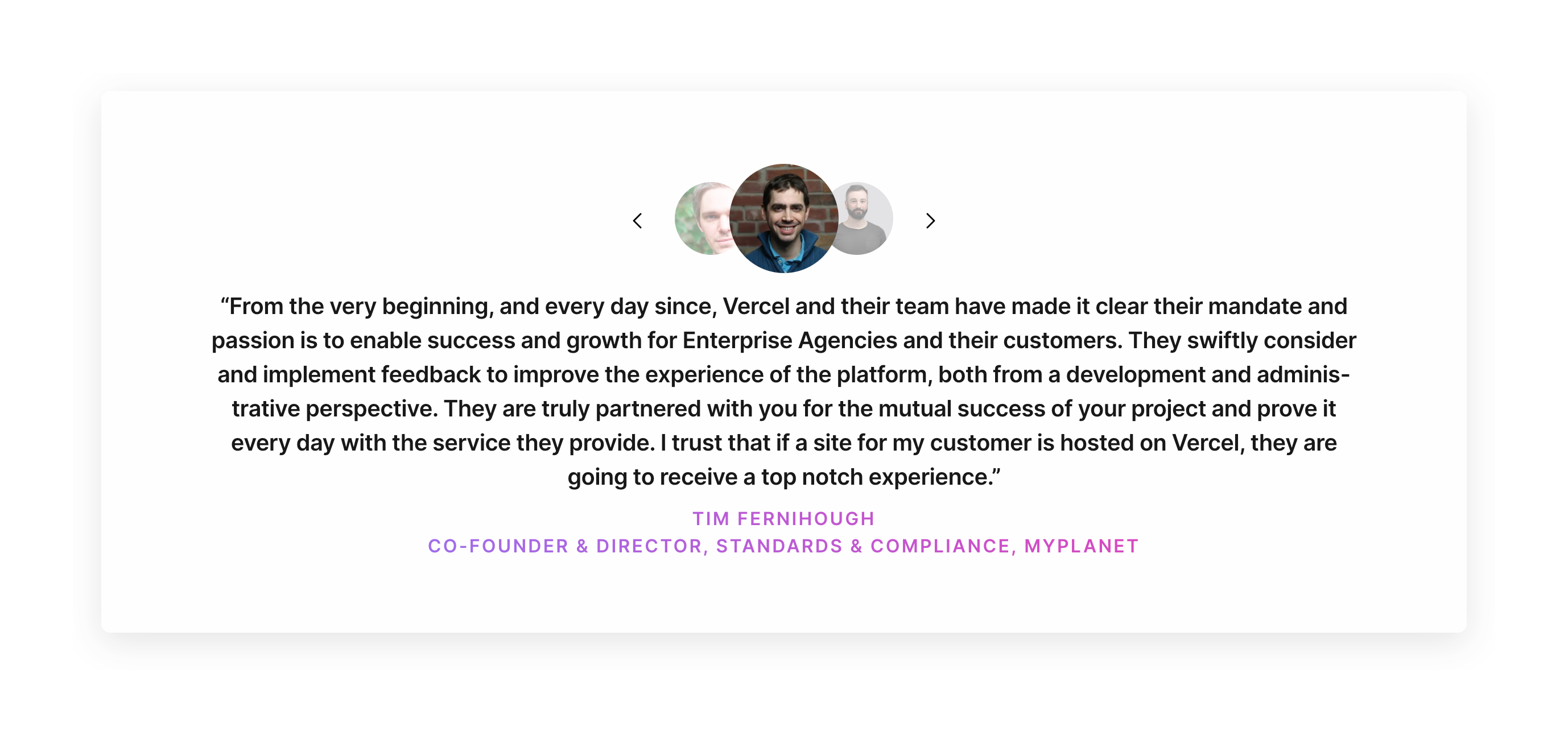 Vercel TestimonialUI component example