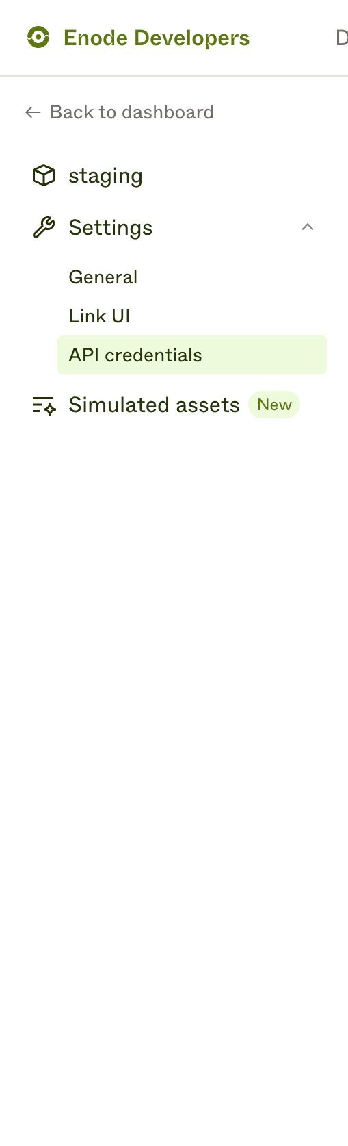 Enode Vertical navigationUI component example