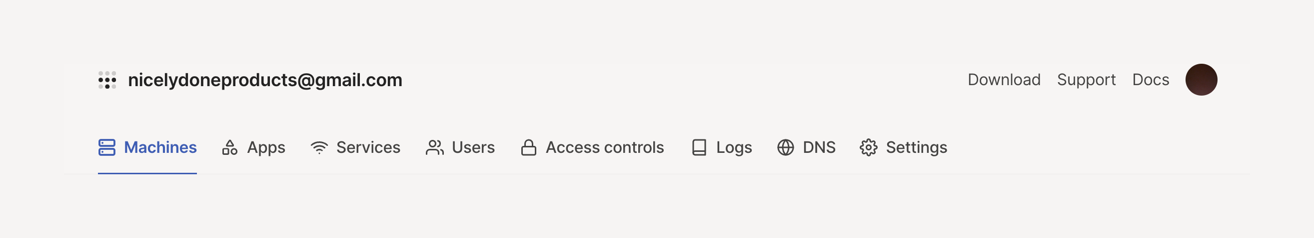 Tailscale Horizontal navigationUI component example