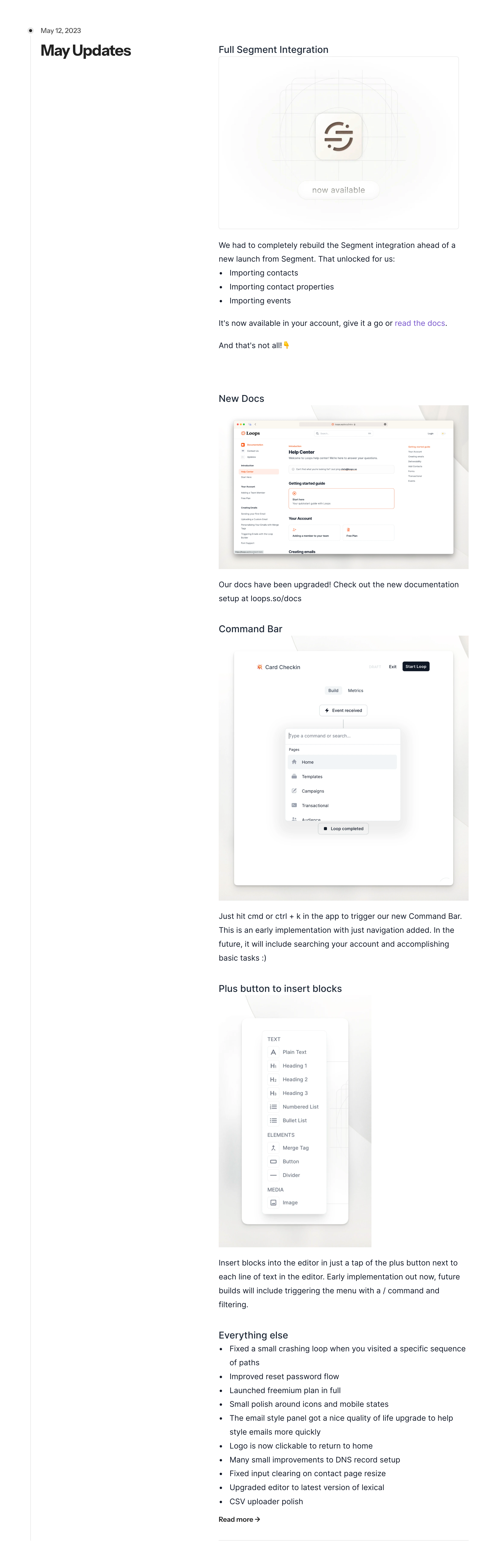 Loops Timeline & historyUI component example