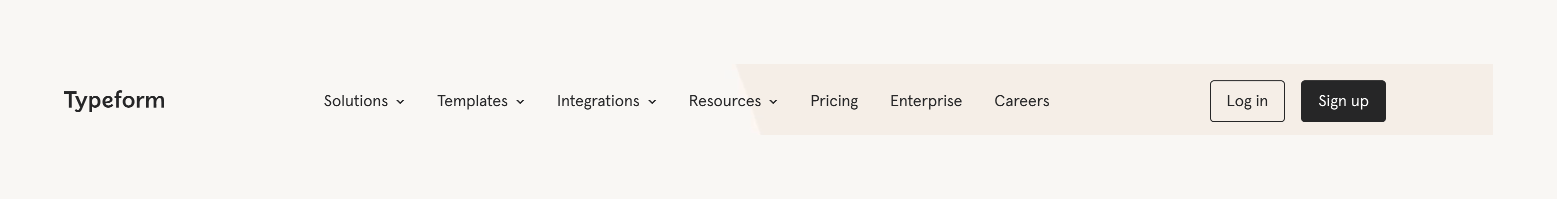 Typeform Horizontal navigationUI component example