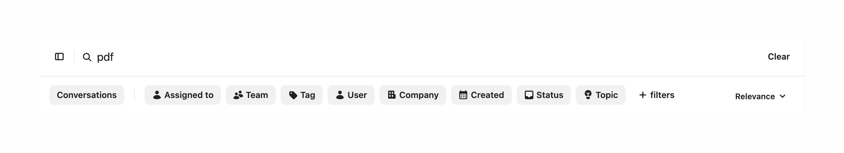 Intercom Sorting & filteringUI component example