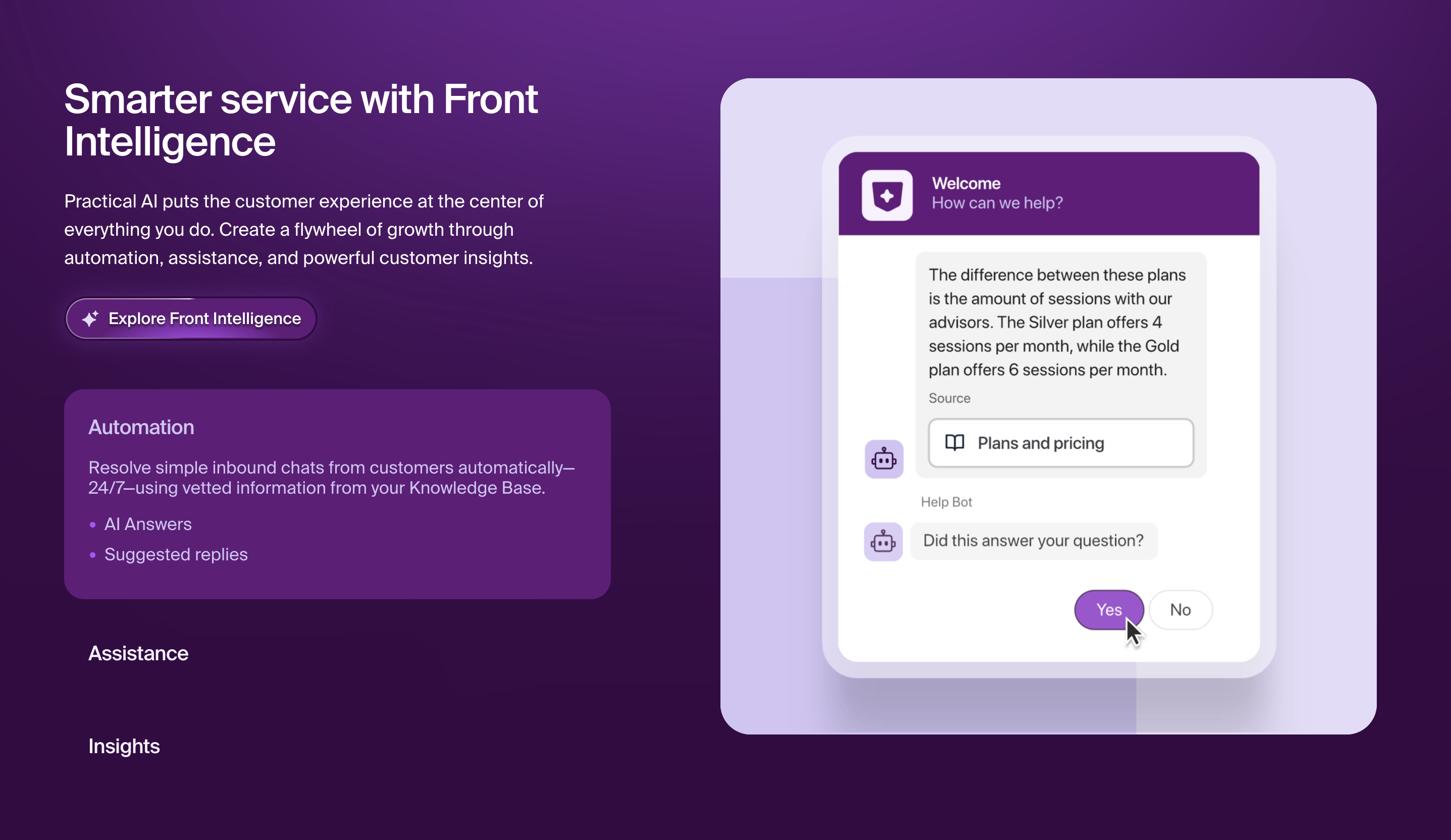 Front Artificial intelligenceUI component example