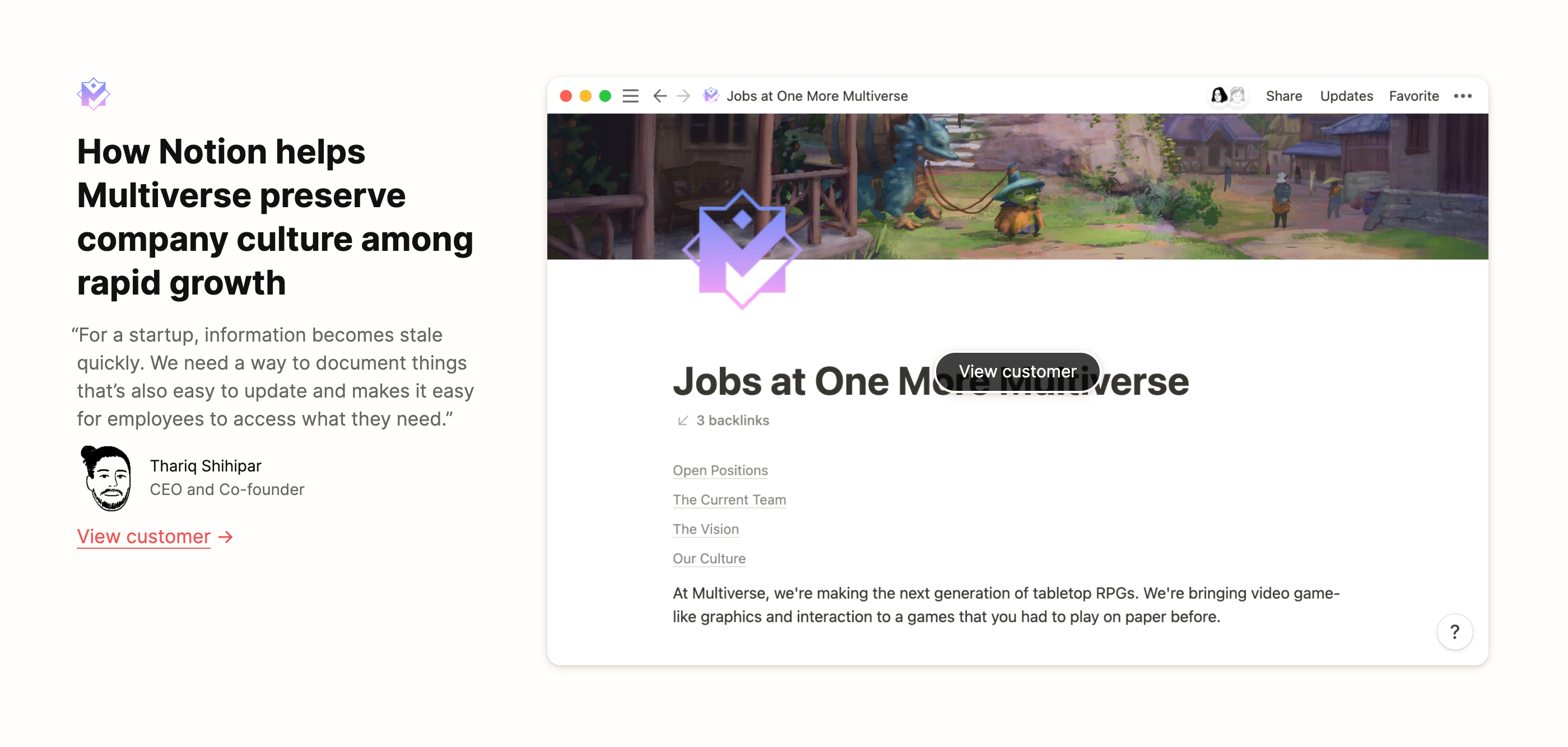 Notion TestimonialUI component example