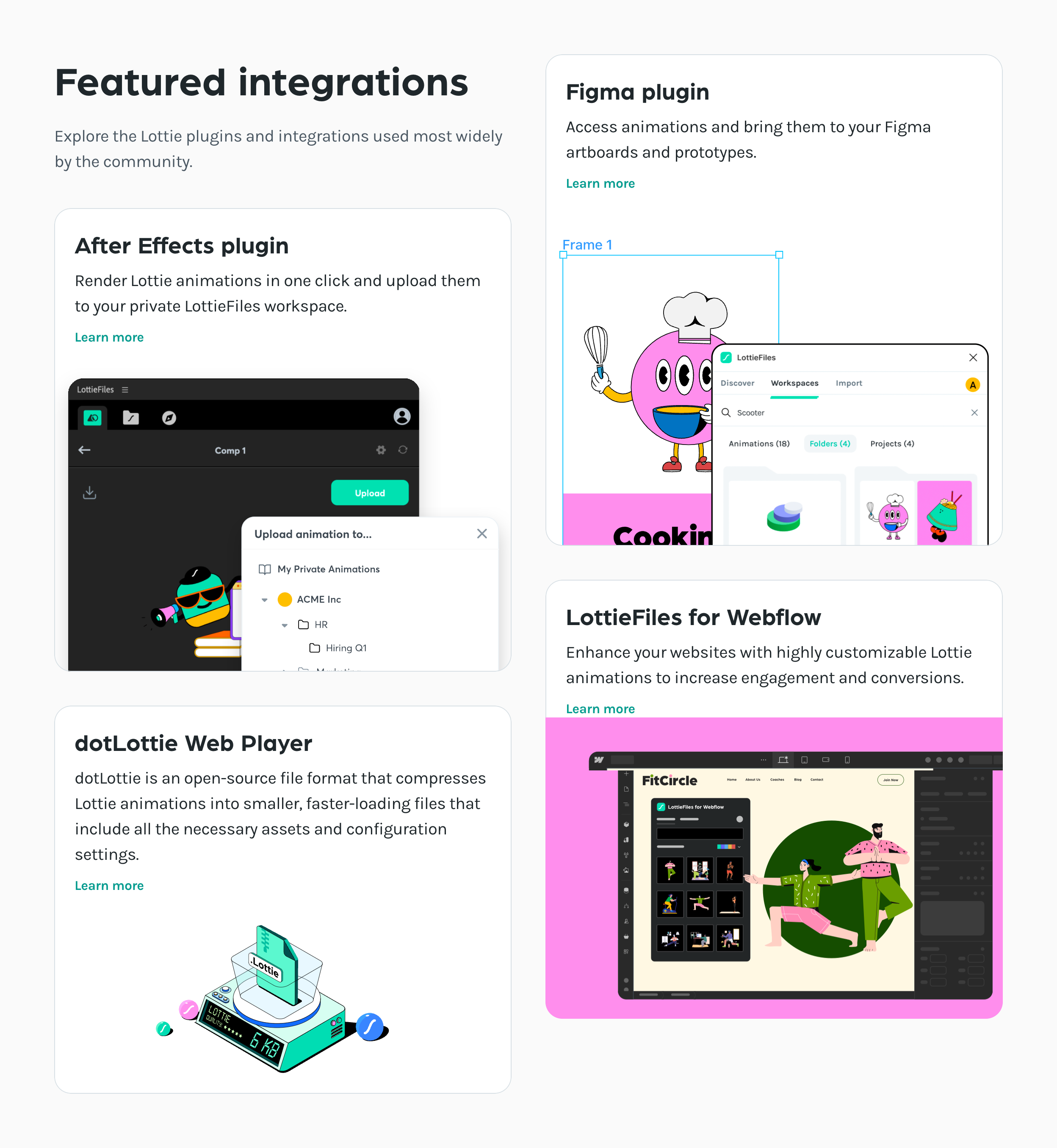 Lottie Bento boxUI component example