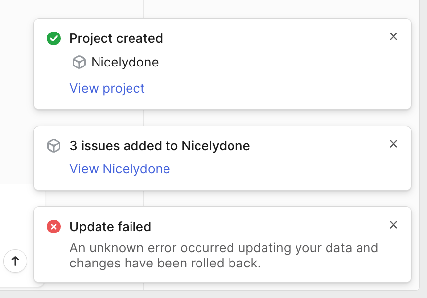 Linear Notification ToastUI component example