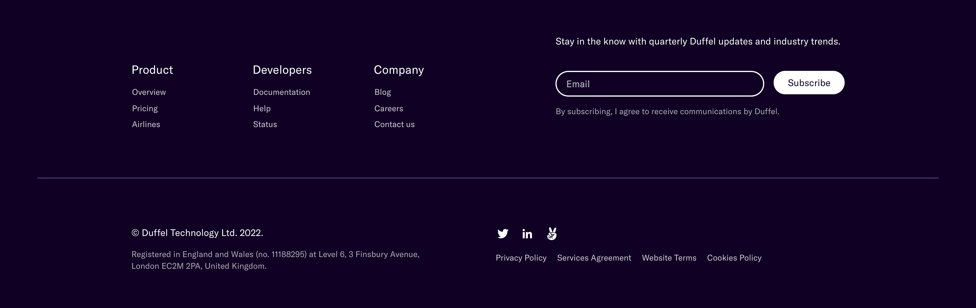 Duffel FooterUI component example