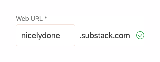 Substack Input textUI component example