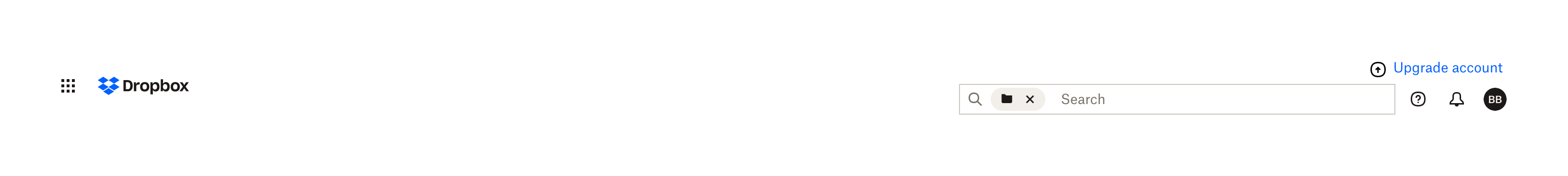 Dropbox Horizontal navigationUI component example