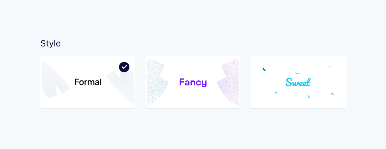 Formcarry Theme settingsUI component example