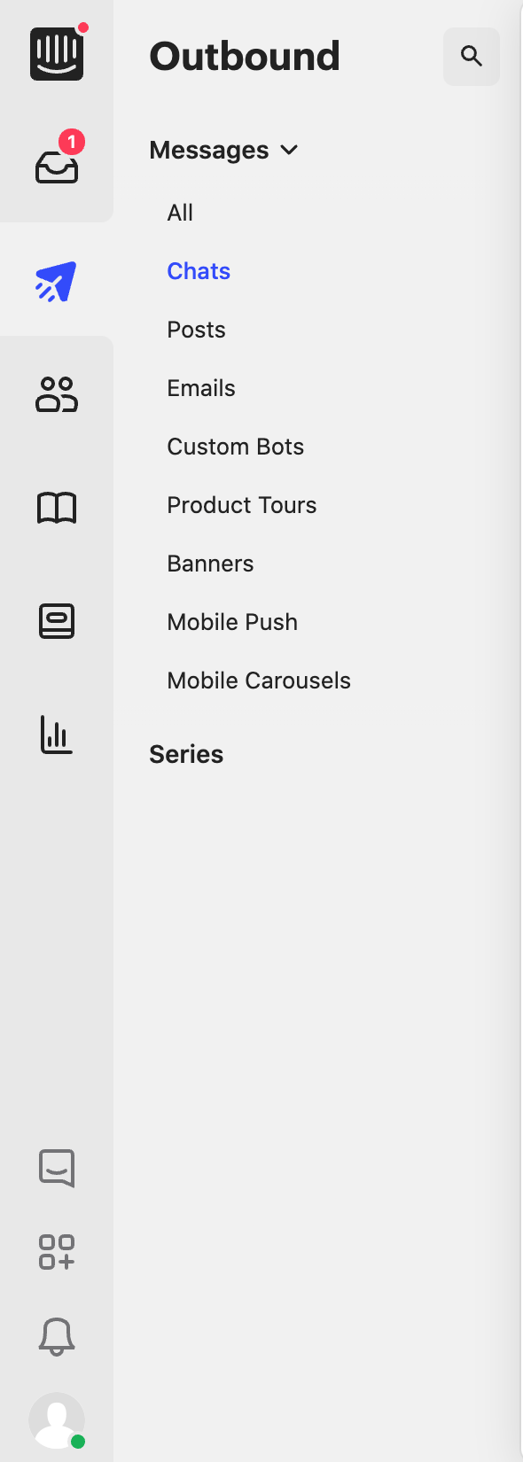 Intercom Vertical navigationUI component example