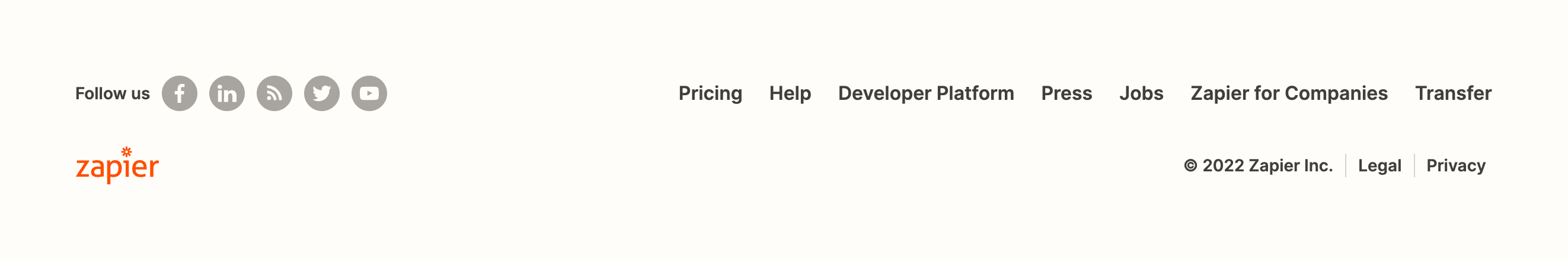 Zapier FooterUI component example