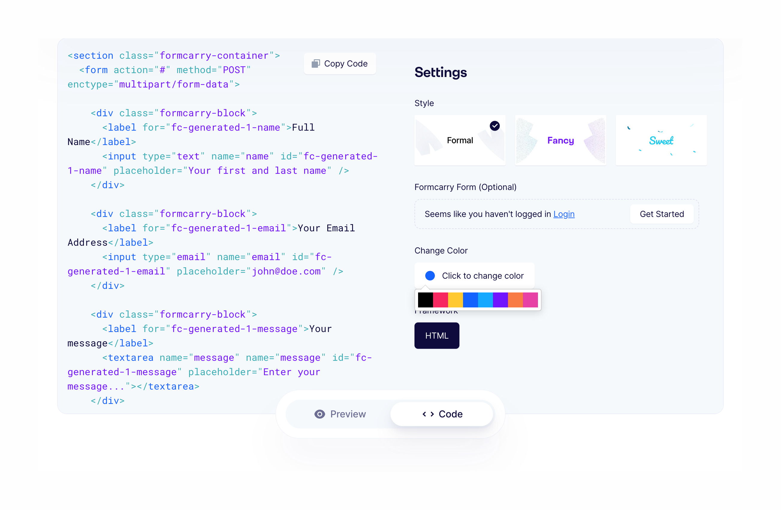 Formcarry Code blockUI component example
