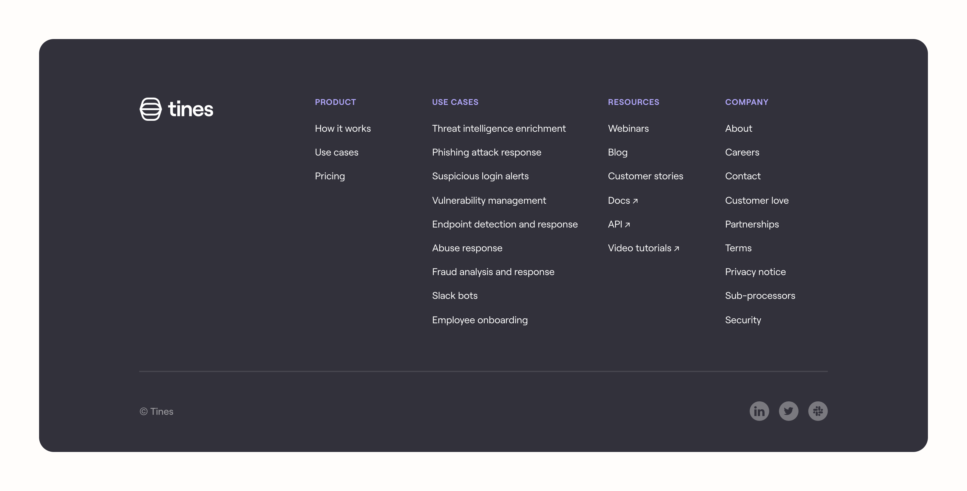 Tines FooterUI component example