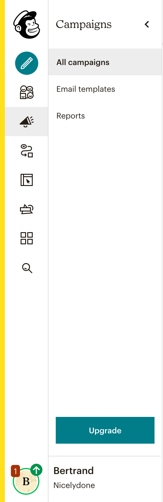 Mailchimp Vertical navigationUI component example