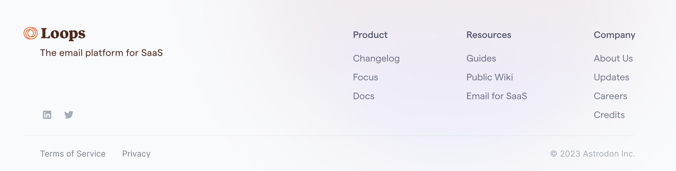Loops FooterUI component example