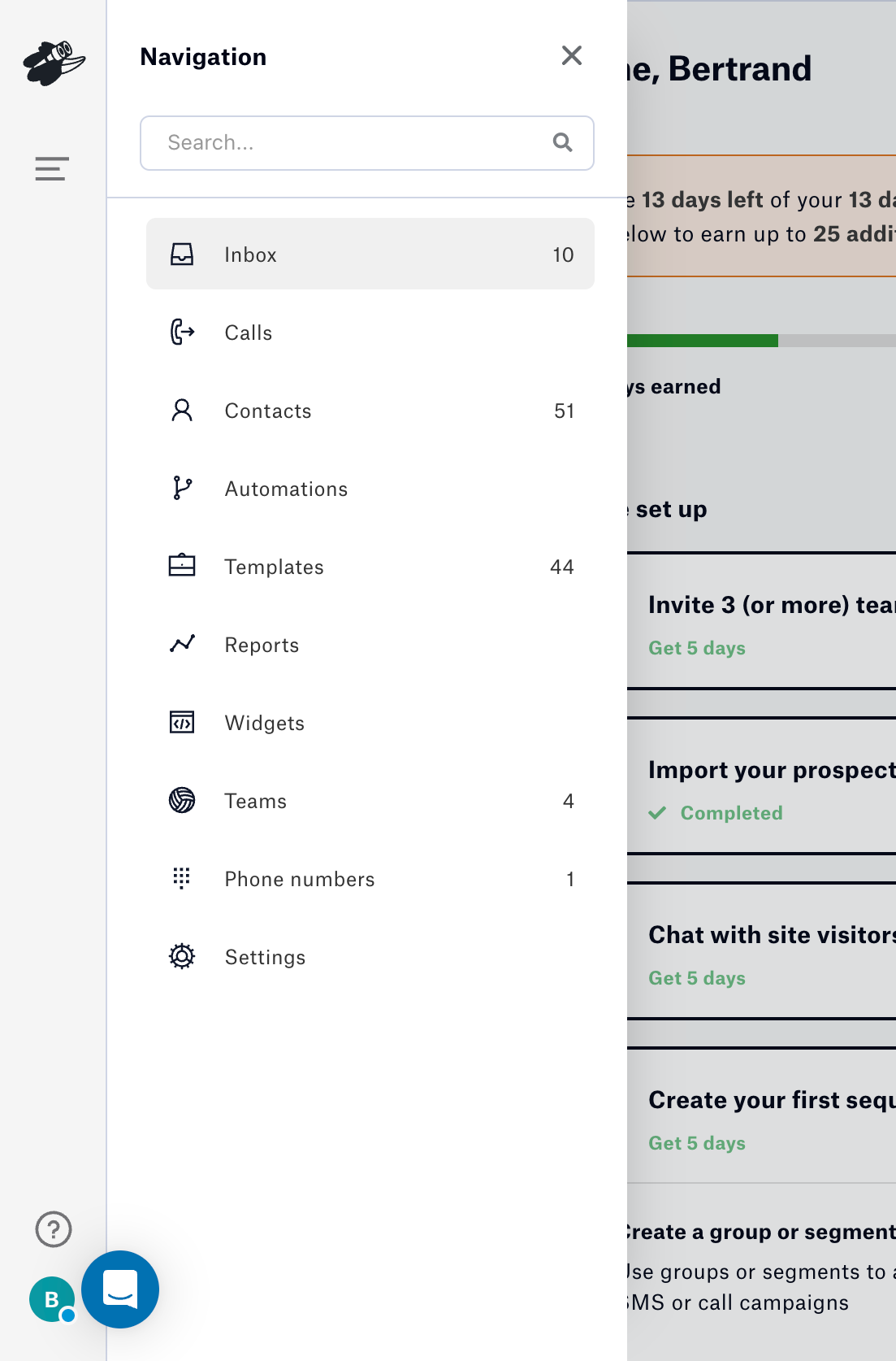 Distrobird Vertical navigationUI component example