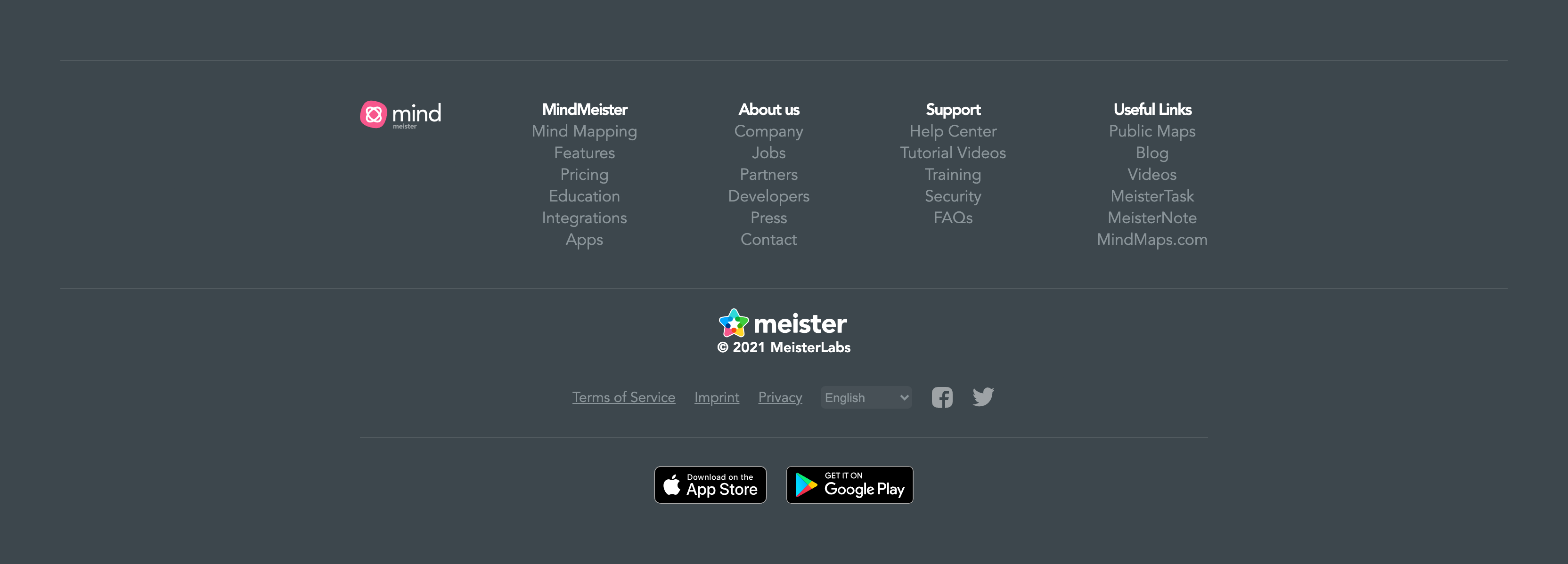 MindMeister FooterUI component example