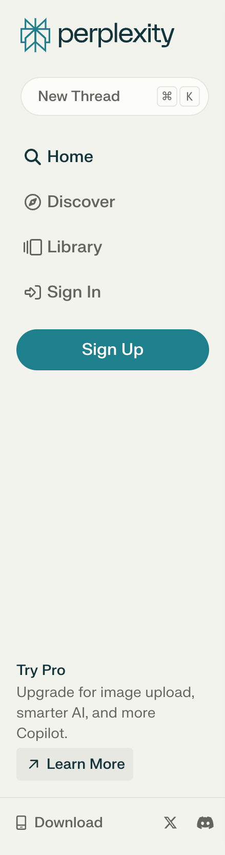 Perplexity Vertical navigationUI component example