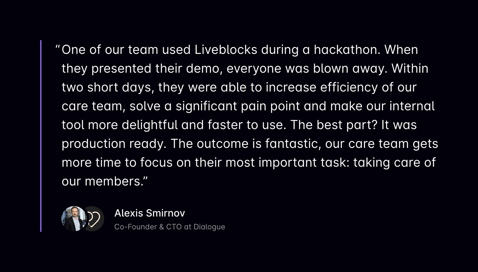 Liveblocks TestimonialUI component example