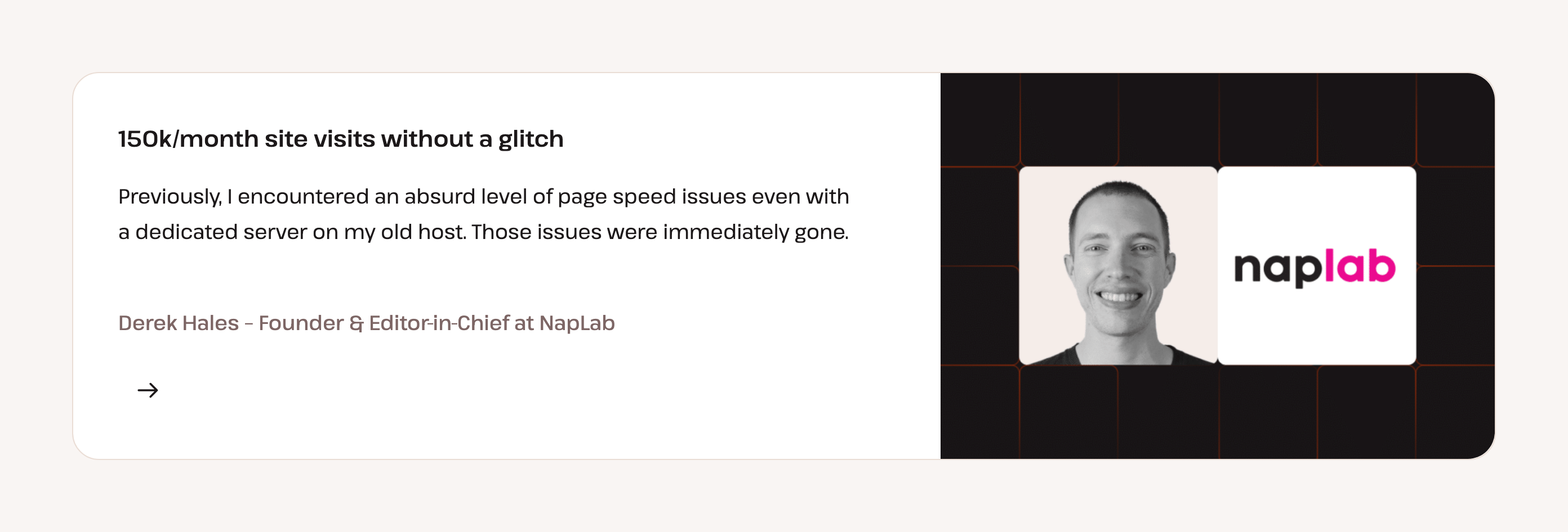 Kinsta TestimonialUI component example