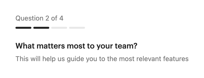 Intercom Progress indicatorUI component example