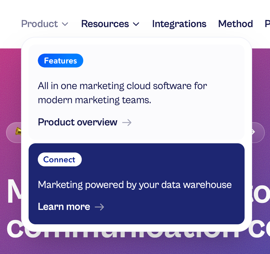 Vero Flyout menuUI component example