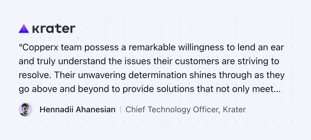 Copperx TestimonialUI component example
