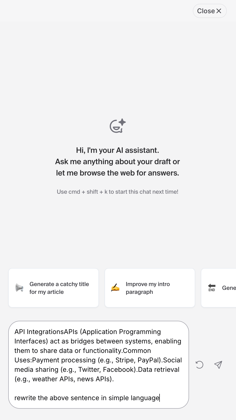 Hashnode Artificial intelligenceUI component example