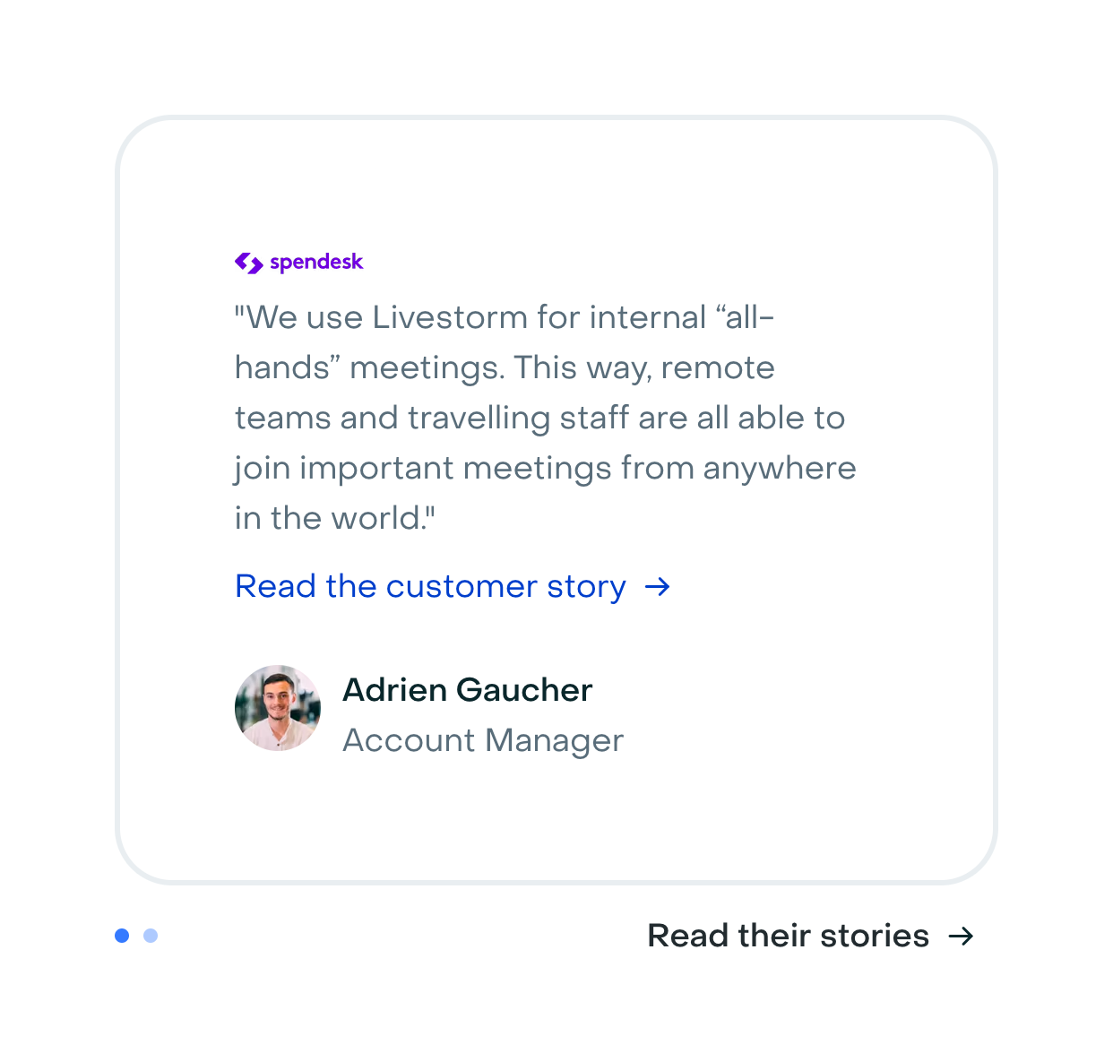 Livestorm TestimonialUI component example