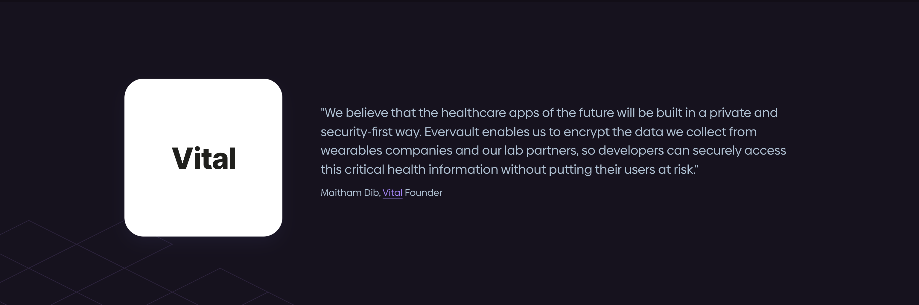 Evervault TestimonialUI component example