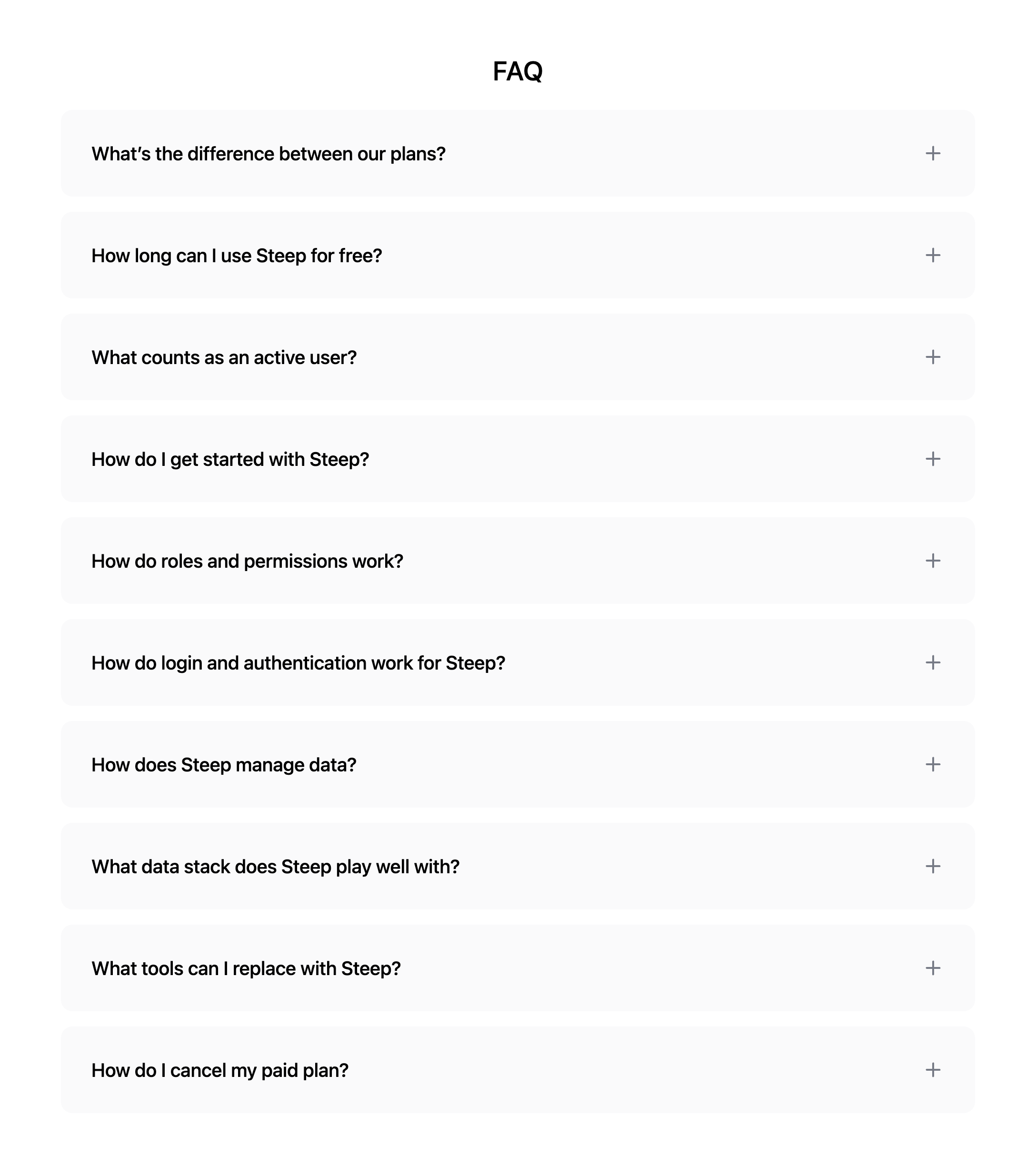 Steep FAQUI component example