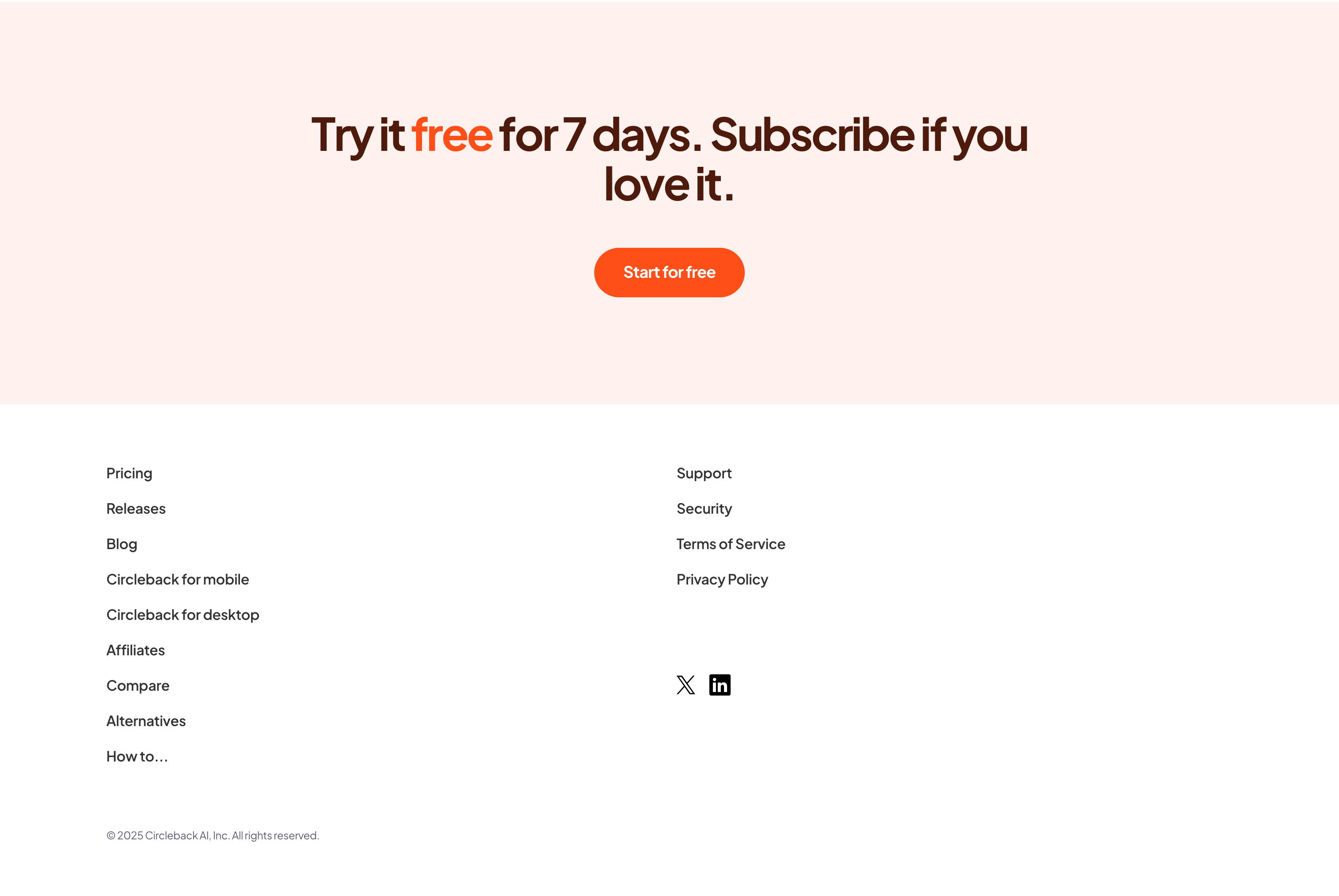 Circleback FooterUI component example