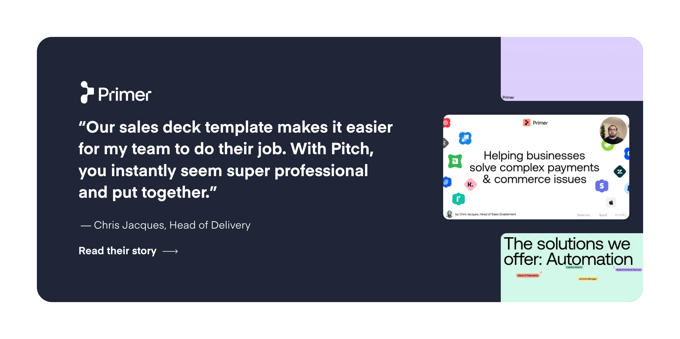 Pitch TestimonialUI component example