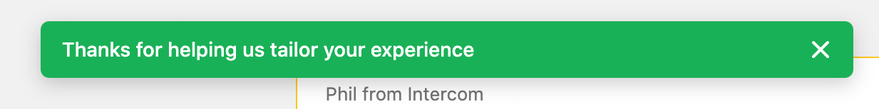 Intercom Notification ToastUI component example