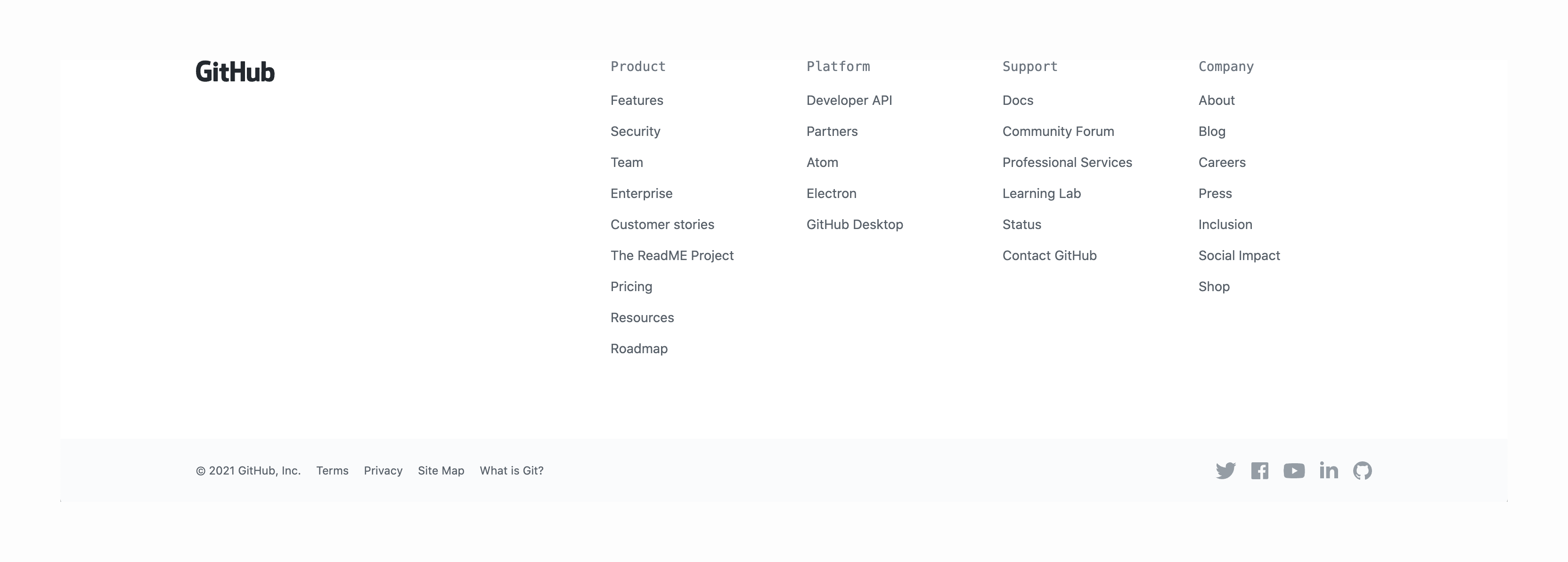 Github FooterUI component example