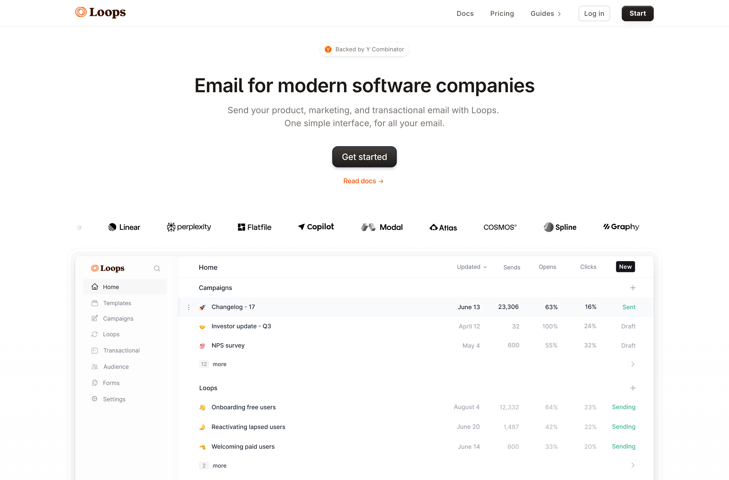 Loops Hero sectionUI component example