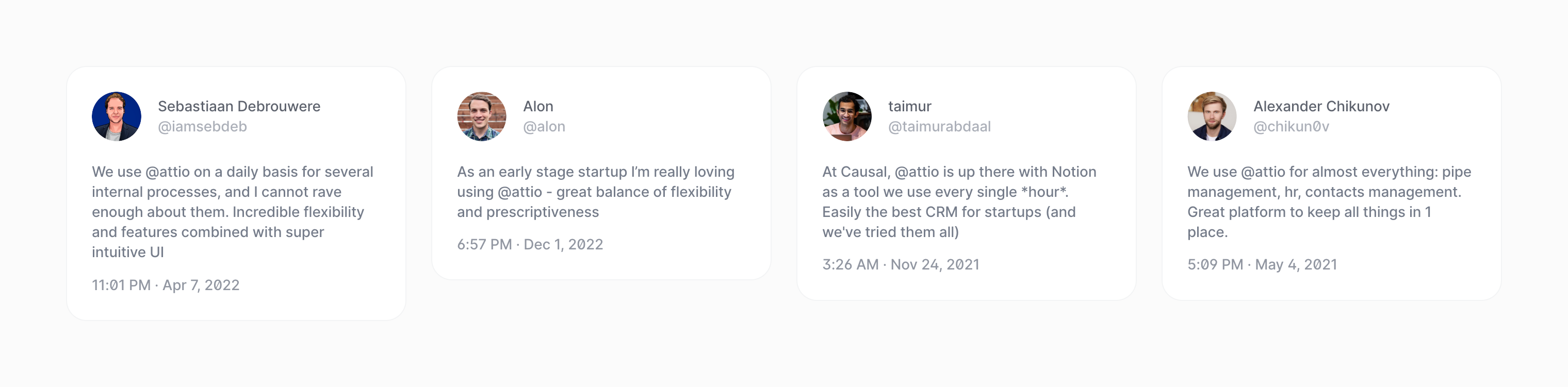 Attio TestimonialUI component example