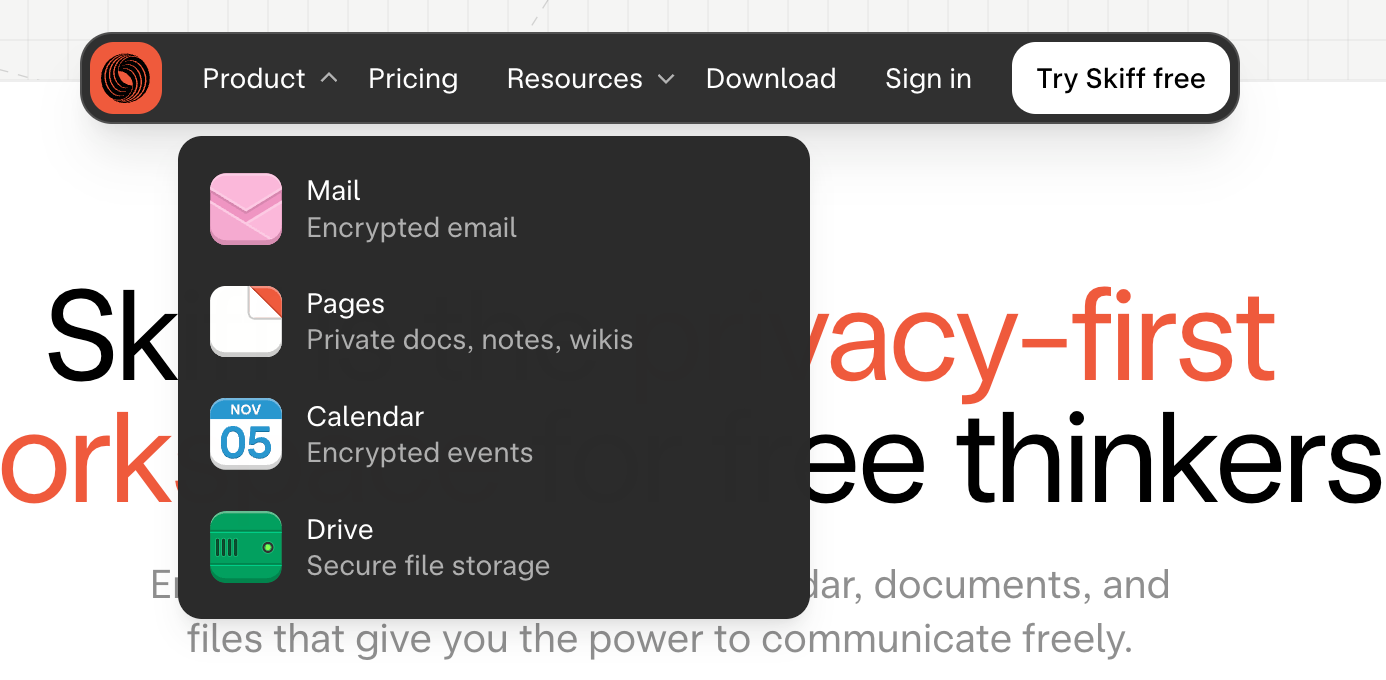 Skiff Flyout menuUI component example