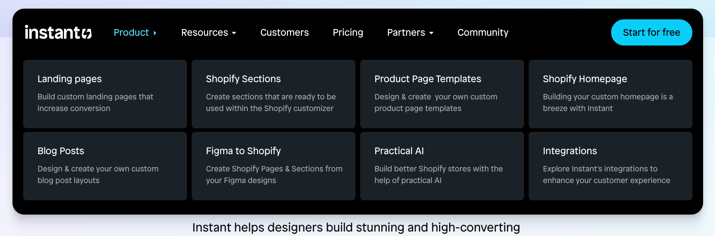 Instant Flyout menuUI component example