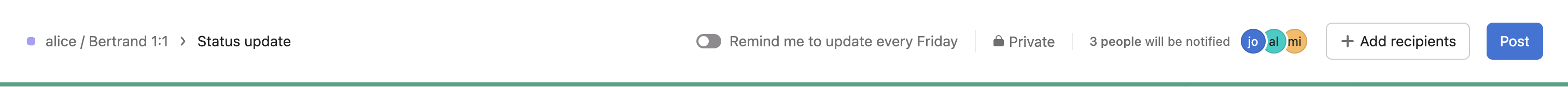 Asana Horizontal navigationUI component example
