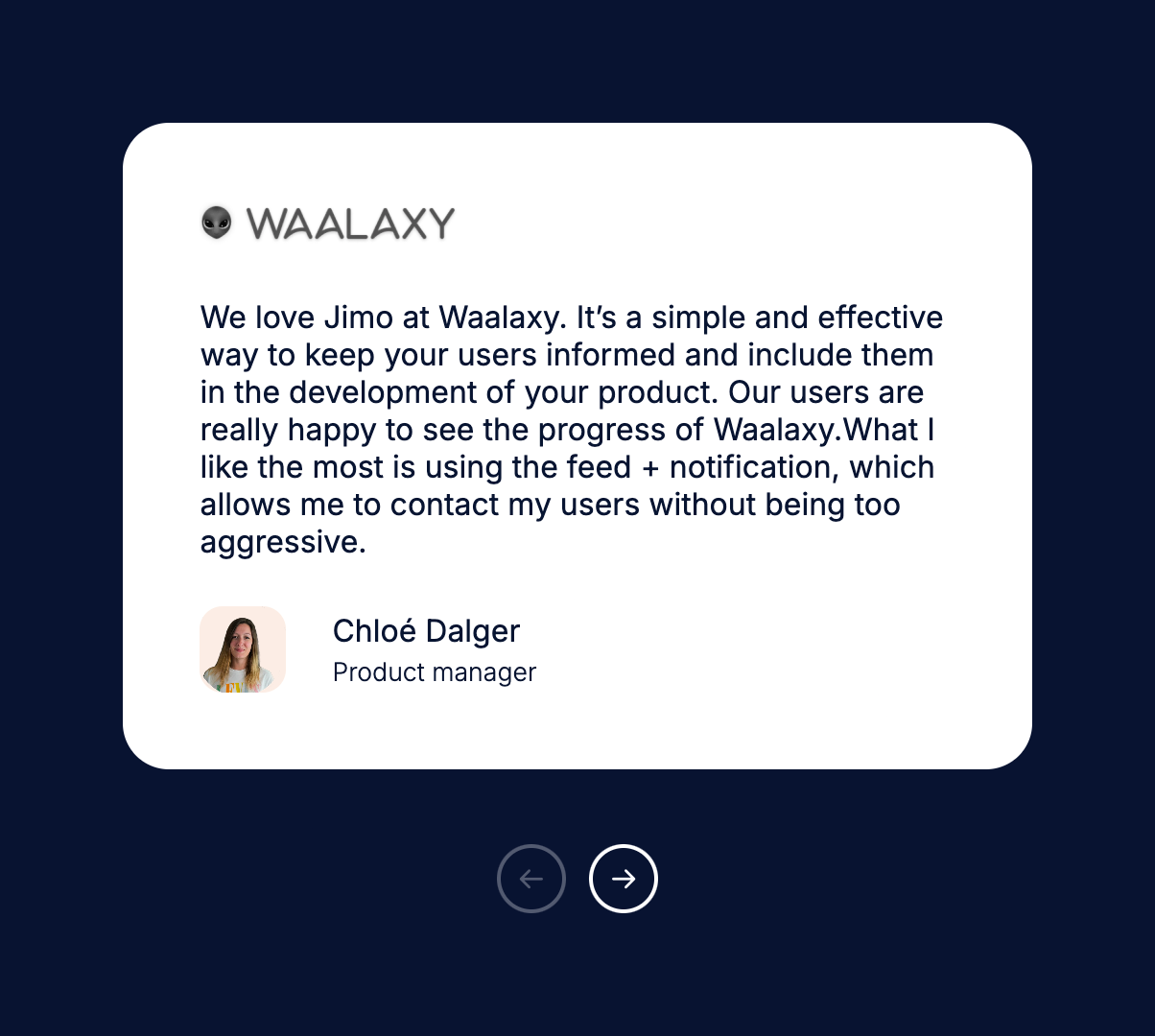Jimo TestimonialUI component example
