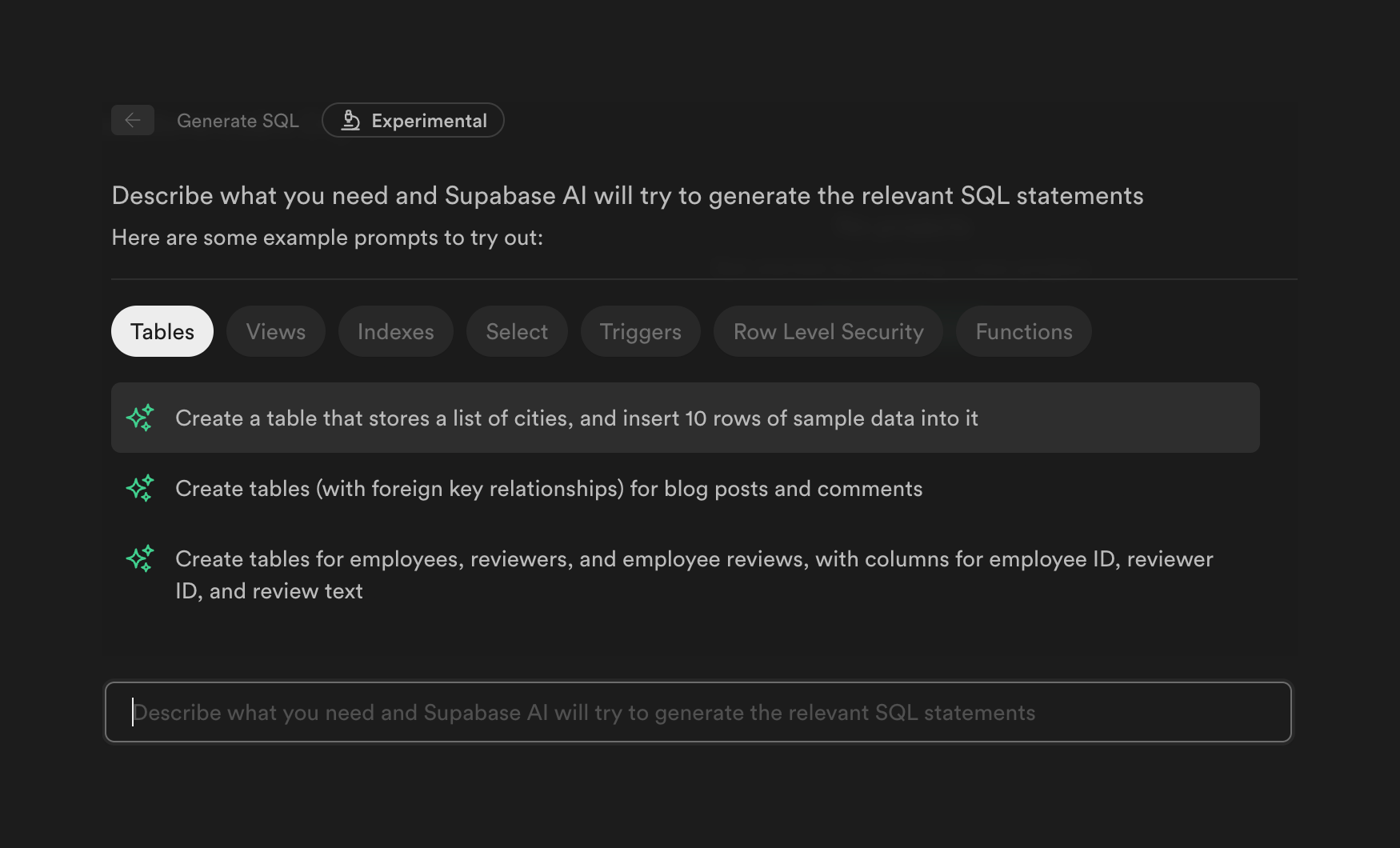 Supabase Artificial intelligenceUI component example